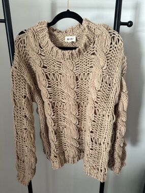 BiBi Open Stitch Cable Knit Sweater - Beige